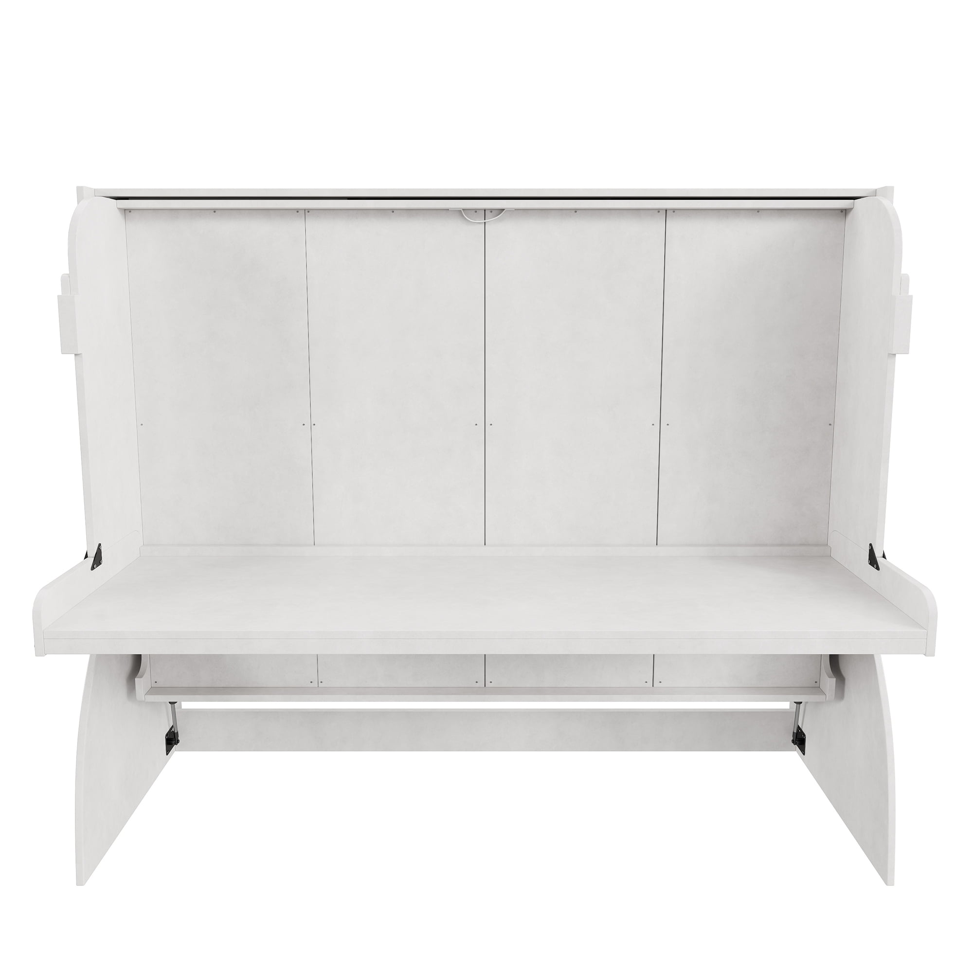 Euroco Wood Full Size Murphy Bed with Desk, Cabinet Bed with Shelves, Antique White