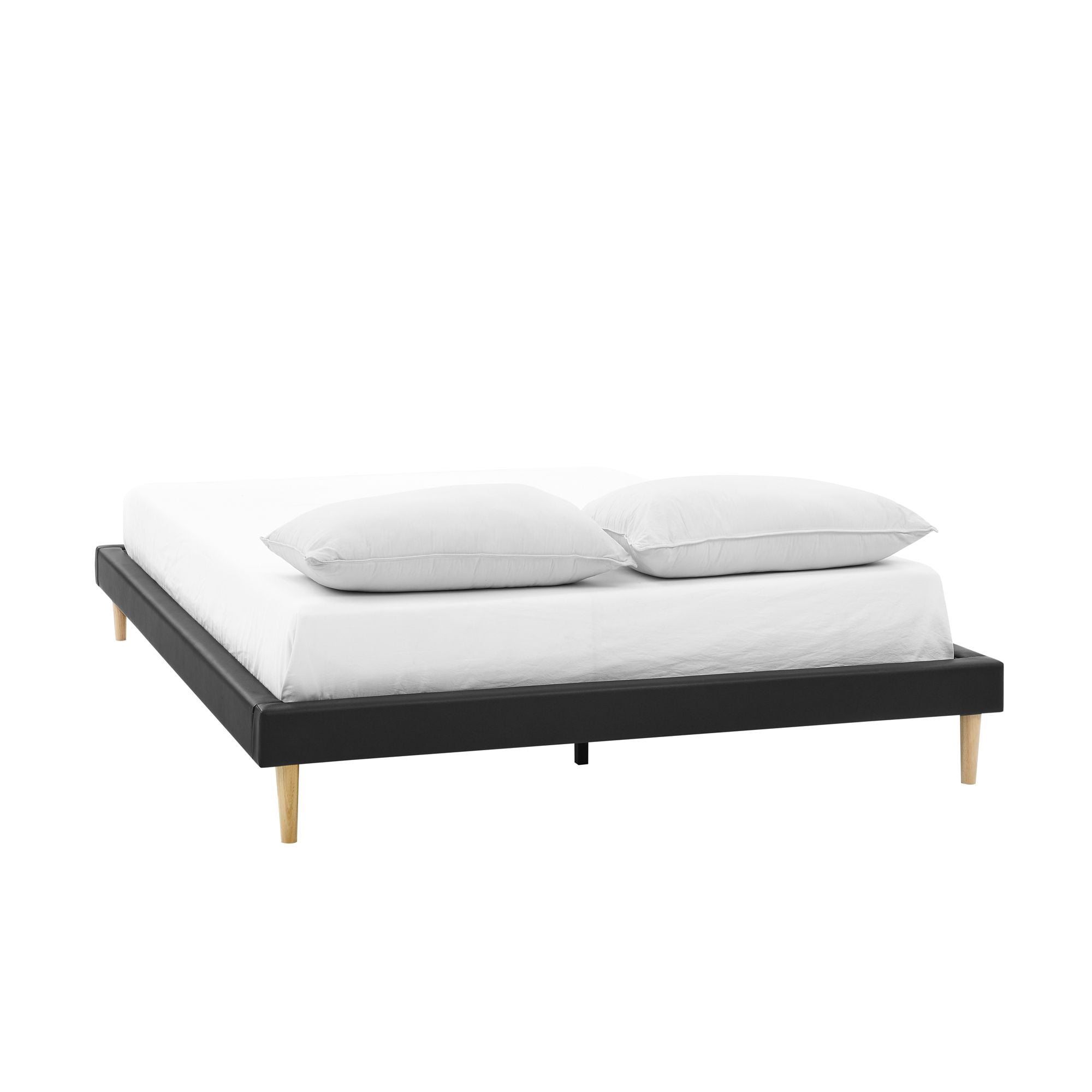KING Size Platform Bed Frame with Wood Slats Support Waterproof Faux Leather Easy Assembly