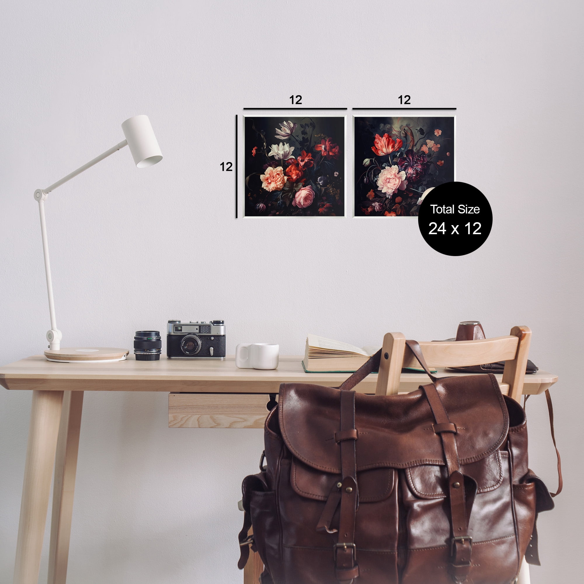 Stupell Industries Vintage Bouquet on Black Botanical & Floral Photography Unframed Art Print Wall Art, 12 x 12, Set of 2