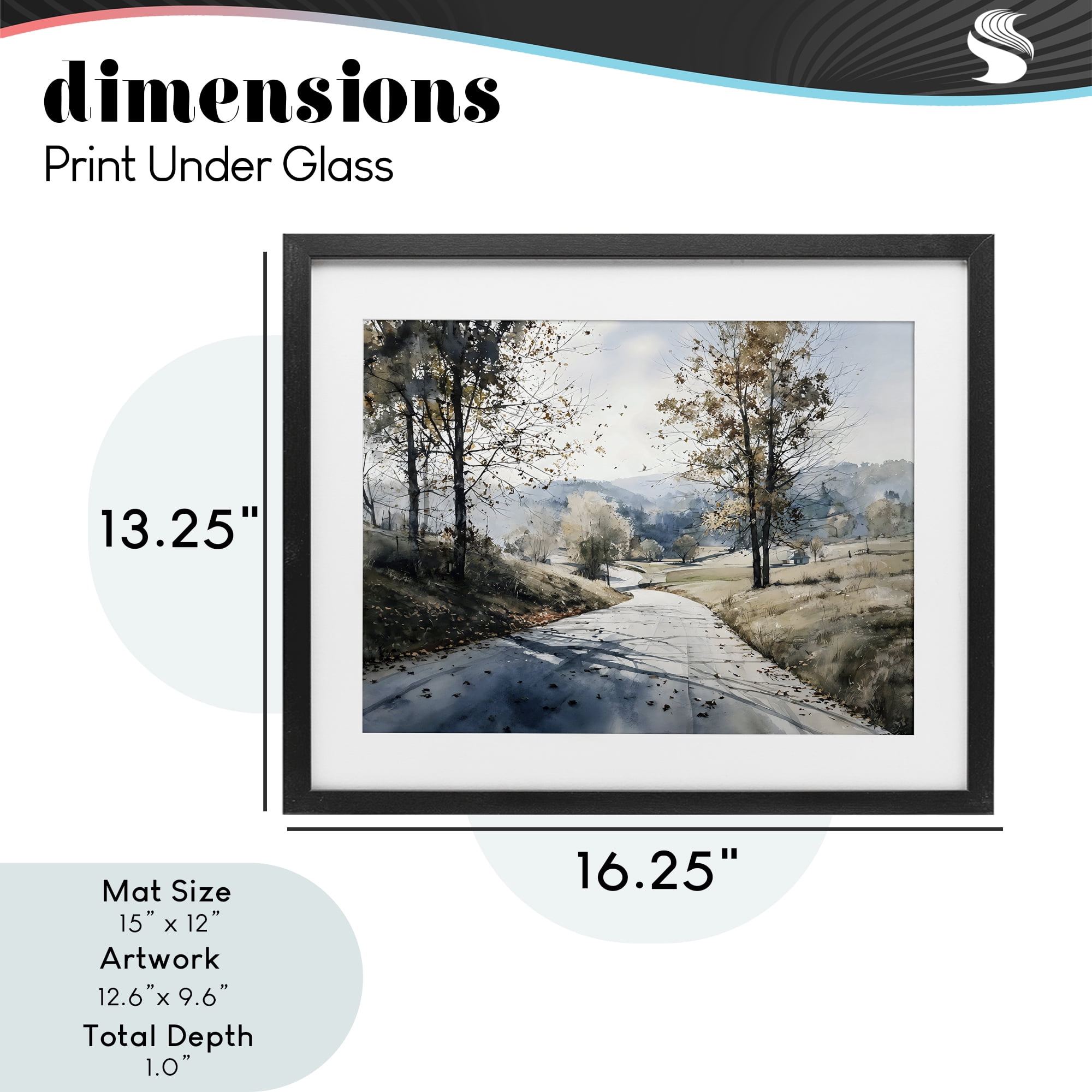 Stupell Industries Country Road in Autumn Black Framed Print Under Glass, design by Franklyn Gregory