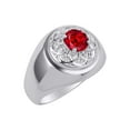 thumbnail image 3 of RYLOS Men's Rings 14K White Gold Designer Gypsy 7MM Round Gemstone & Diamond Ring Ruby July Birthstone Rings Size 12, 3 of 6