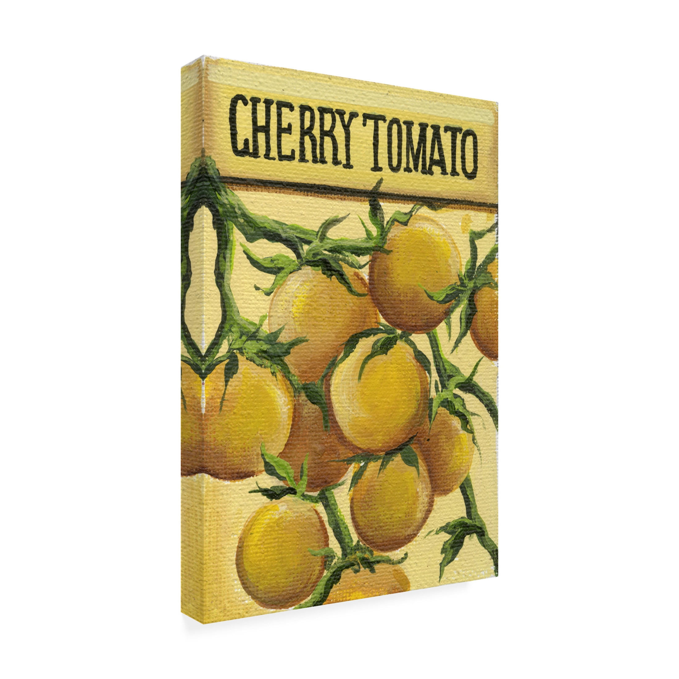 Canvas Wall Art - Debbi Wetzel 'Seed Packets 10 - Cherry Tomato' Wall Art for Living Room, Bedroom, or Office Décor by Trademark Fine Art - 22 x 32 Inches