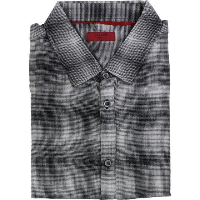 Camisa cepillada con Botones Alfani para hombre negra extragrande