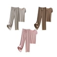 thumbnail image 3 of Sonducket Conjunto de pijama de seda helada para mujer, camiseta con cuello en V, pantalones holgados con cintura elástica, ropa de primavera, conjuntos de ropa Púrpura claro 3XL, 3 of 6