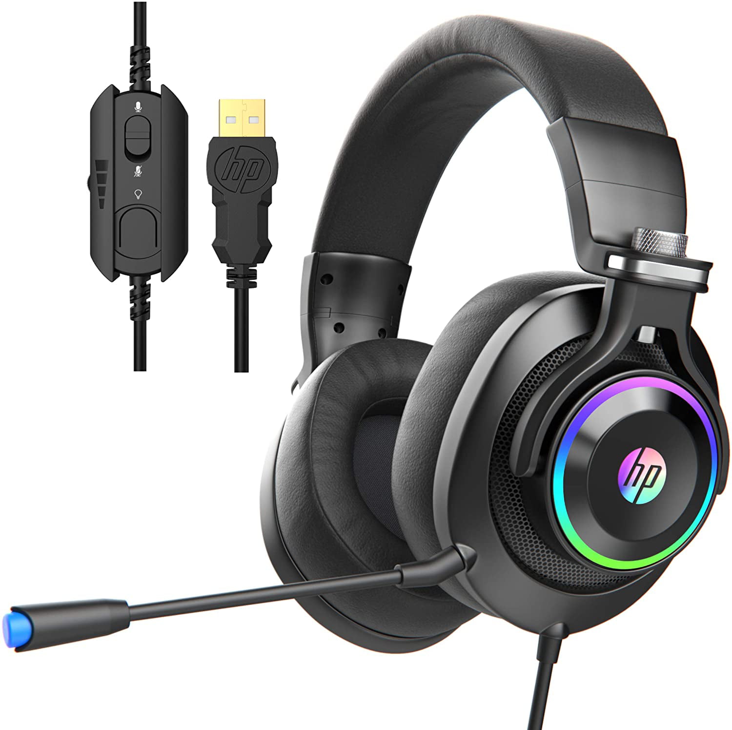 HP USB PC Gaming Headset with Microphone. 7.1 Surround Sound, RGB LED