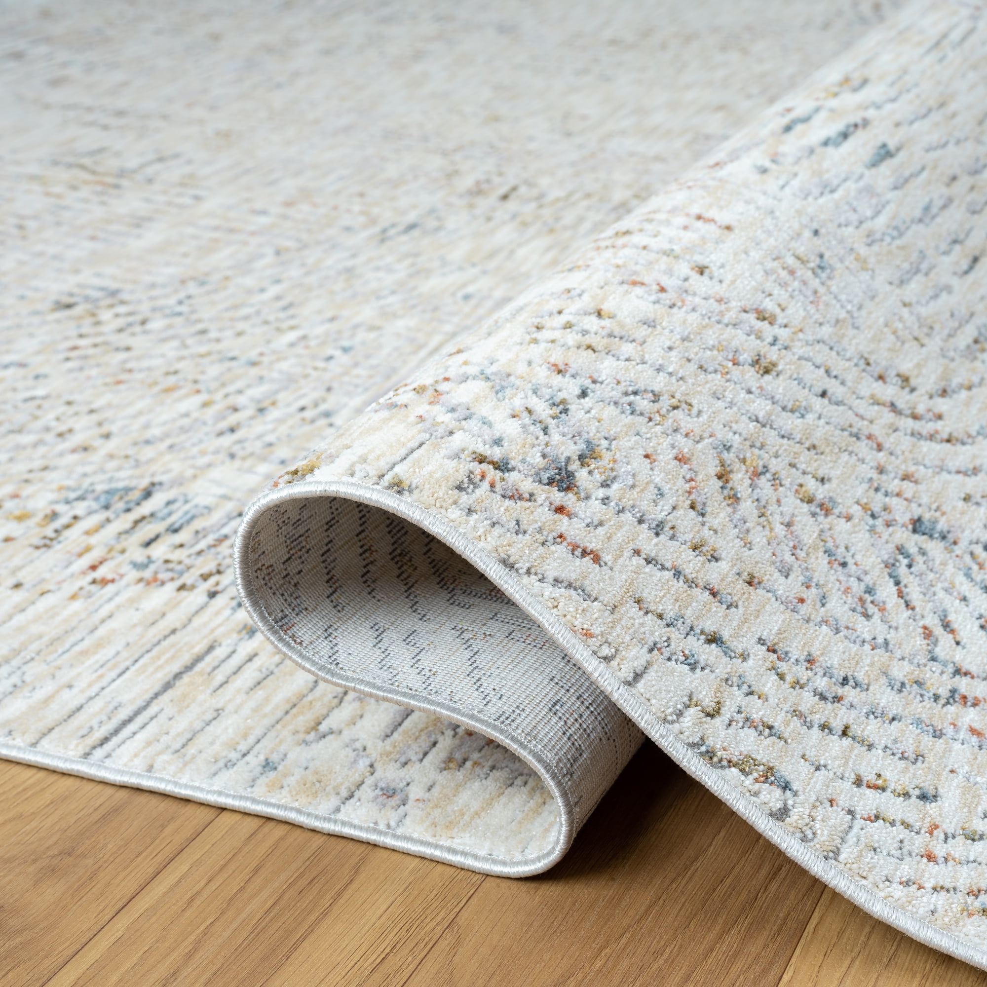 LR Home Alison Mara Abstract Indoor Polyester Area Rug, Light Gray/Ivory, 7'9" x 9'9"