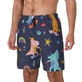 thumbnail image 2 of Haiem Cartoon Dinosaur Scooter Sport Blue Mens Swim Trunks with Compression Liner 2 in 1 Swimming Shorts Stretch Swimwear Quick Dry,Board Shorts-Medium, 2 of 9