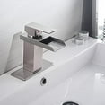 thumbnail image 5 of BWE Waterfall Single Hole Single - Handle Low - Arc Bathroom Faucet With Supply Line In Brushed Nickel, 5 of 10