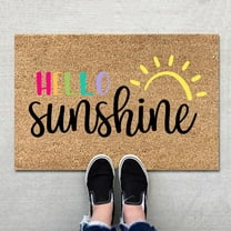 LHWEN 1PCS Summer Floor Mats Holiday Welcome Door Mats Non-Slip Polyester Beach Themed Entrance Mat Rubber Padded Grip Low-Profile Design Indoor Outdoor Decor Santa Snowflakes Festive Decoration Back