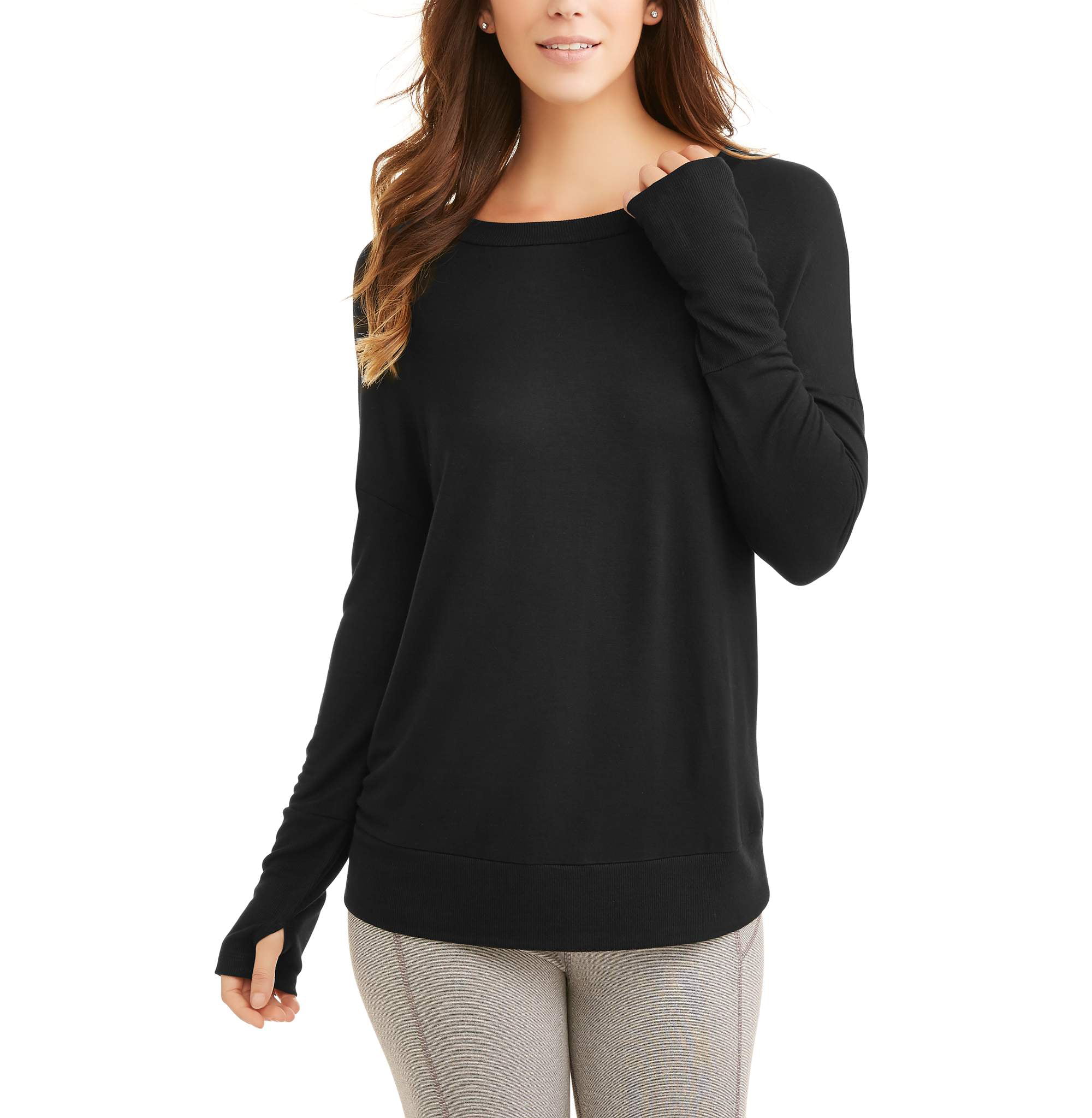 Athleisure Long Women\'s T-Shirt French Terry Sleeve Back Open
