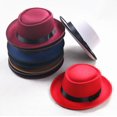 thumbnail image 4 of Sombrero de copa plana estilo británico retro con forma de cúpula para otoño e invierno, sombrero redondo de lana, sombrero de jazz para hombres y mujeres, sombrero de viaje para el tiempo libre, 4 of 6
