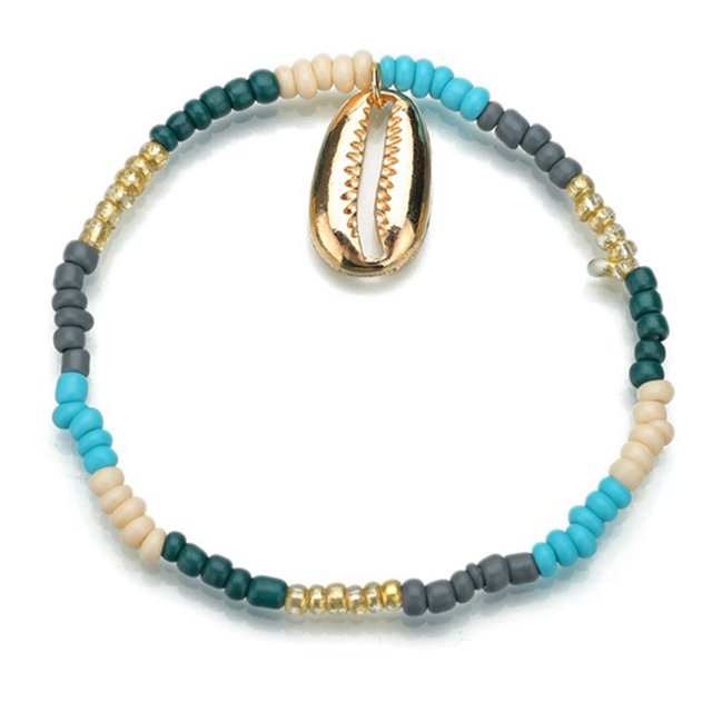 Women Beach Anklet Handmade Fashion Shell Decor Beaded Charm Anklet Foot Chain