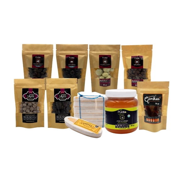 Paquete degustacion PREMIUM Puralia Selección de cafes arandano cubierto de chocolate miel organica