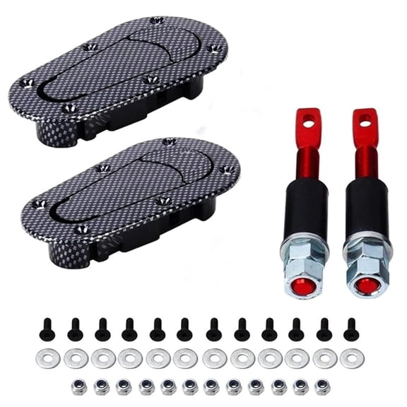 A Set of Universal Plus Flush Hood Latch and Pin Kit Hood Pin Plus Flush Mount Latch Kit Lock Black Carbon Fiber Gift Refit Car Aero Catch