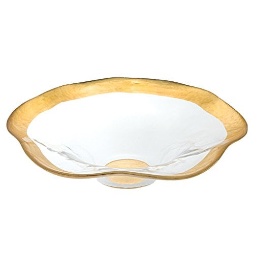 Badash Hand Decorated Round Gold Leaf Wave Glass Bowl 8 Walmart Com Walmart Com