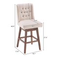 thumbnail image 2 of Ktaxon Modern Bar Stools Set of 2, 360 Degree Swivel Bar Chairs, Armless Upholstered Dining Chairs with Wood Legs for Kitchen/Bar Beige, 2 of 11