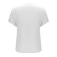 thumbnail image 4 of Fengqque Short Sleeves Shirts for Womens V-neck Rolled Cuff Button Up Loose Solid Casual Blouse T-Shirt Pullover Tops Women's Tops White XL(XL), 4 of 6