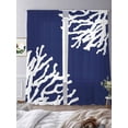 thumbnail image 4 of Sheer Curtains 84 inches Long 2 Panels Set Navy Blue Coral Light Filtering Sheer Drapes Rod Pocket Window Curtains for Living Room/Bedroom, Coastal Ocean White, 4 of 8