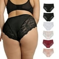 thumbnail image 1 of Cinvik 6 Packs Sexy Lace Hipster Underwear for Women, Seamless Soft Strecth High Waisted Cheeky Bikini Breathable Panties, 1 of 5