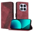 thumbnail image 1 of Wallet Case for Xiaomi Redmi Note 14 Pro Plus with Card Holder, Cash Pocket, Kickstand, Magnetic Clasp & Wrist Strap, Geometric Texture Folio Cover Brown, 1 of 5