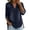 Navy, variant on Womens Denim Shirts Flowy V Neck 3/4 Sleeve Side Slit Tunic Tops Mid-Length Lightweight Jean Fabric Relaxed Fit Breathable Minimalist Layering Garment Navy L