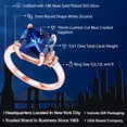 thumbnail image 2 of Gem Stone King 18K Rose Gold Plated Silver Blue Created Sapphire Engagement Ring for Women | 5.61 Cttw | Cushion 10MM | Gemstone September Birthstone | Size 6, 2 of 5