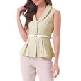 thumbnail image 4 of CHALECO DE OFICINA CON CINTURÓN Y HEM PEPLUM PARA MUJERES SIN MANGAS Y CON SOLAPA, XL BEIGE, 4 of 6