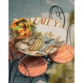 thumbnail image 4 of Fitted Round Tablecloths Table Covers 55-60in,Fall Thanksgiving Harvest Pumpkin Squirrel Waterproof Elastic Edged Table Cloth for Kitchen Dining Holiday Party Tables Decor,Leaves on Linen Checker, 4 of 6