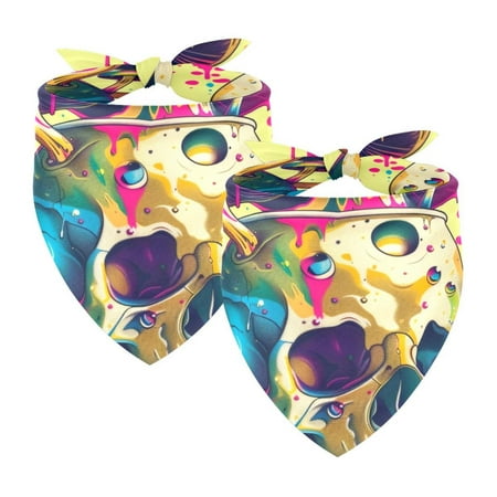 PhooArto Mystical Mushrooms Skull Dog Bandanas 2 Pack Soft Washable Pet Scarf Triangle for Large Dogs Puppies and Cats