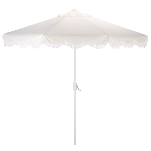 Safavieh Outdoor Torsa 9ft Crank Umbrella, Ivory/White