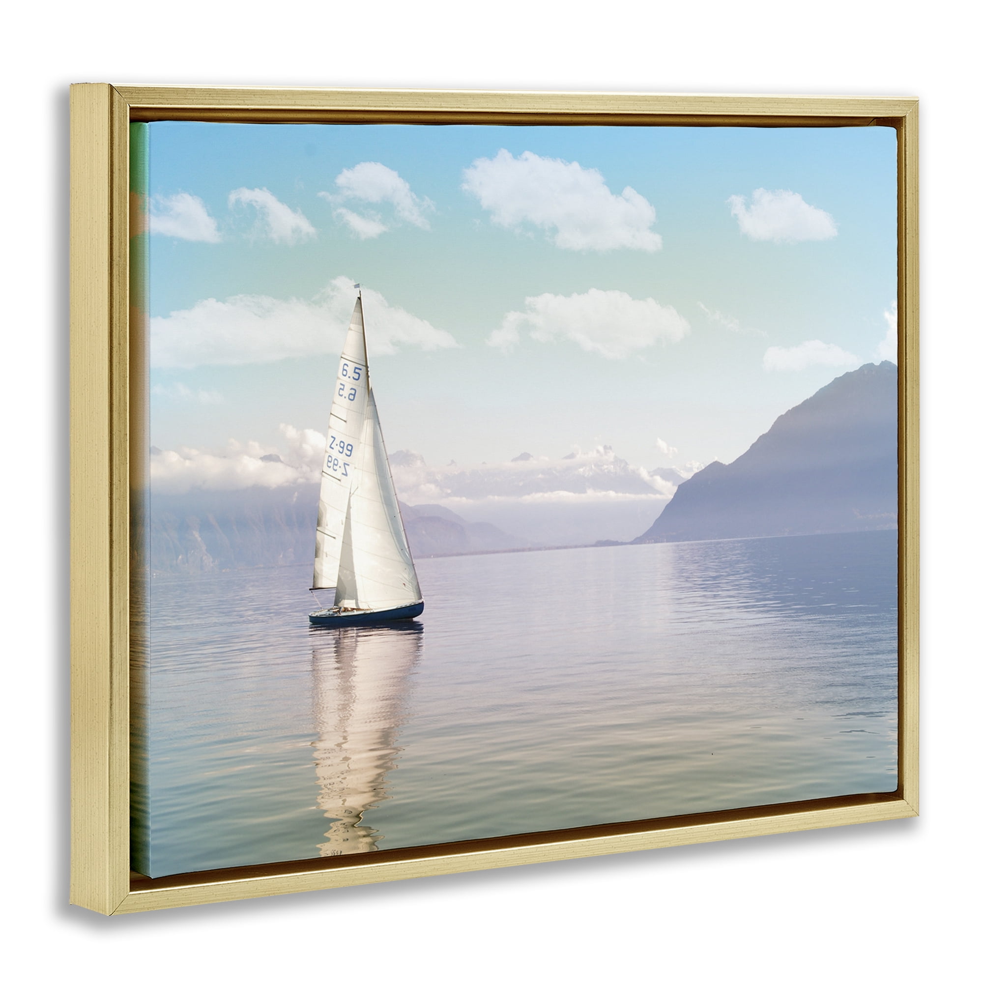 Stupell Industries Ocean Sails Lounging Gold Framed Floater Canvas Wall Art, design by Marcus Prime