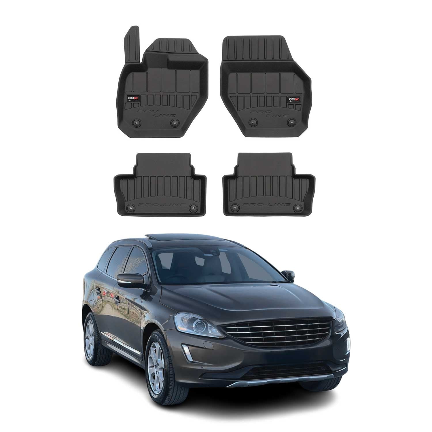 OMAC Premium TPE Floor Mats For Hyundai Elantra Sedan 2016-2020 – 4pc Waterproof Heavy Duty Black