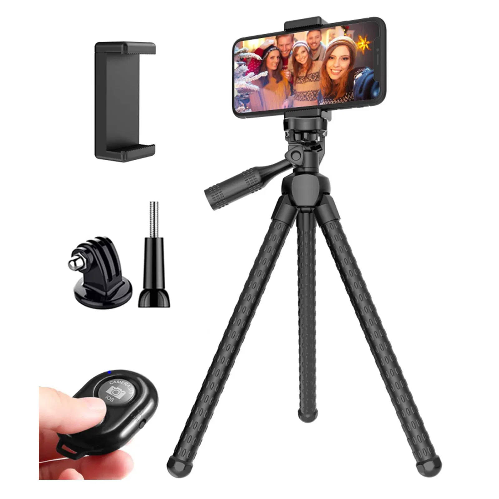 Adjustable Portable Phone, Camera, Flat Tripod, Camera Stand, Wireless Remote Control, Bluetooth, Wide Compatibility, 360° Adjustable, Universal Phone Tripod