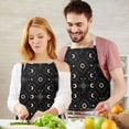 thumbnail image 3 of Black Moon Star Pattern Apron-Garden Aprons for Women with Pockets-Cotton Linen Waterproof Kitchen Cooking Gardening Aprons Adjustable for Kitchen,Cooking,BBQ and Salon 33x27 Inch, 3 of 7