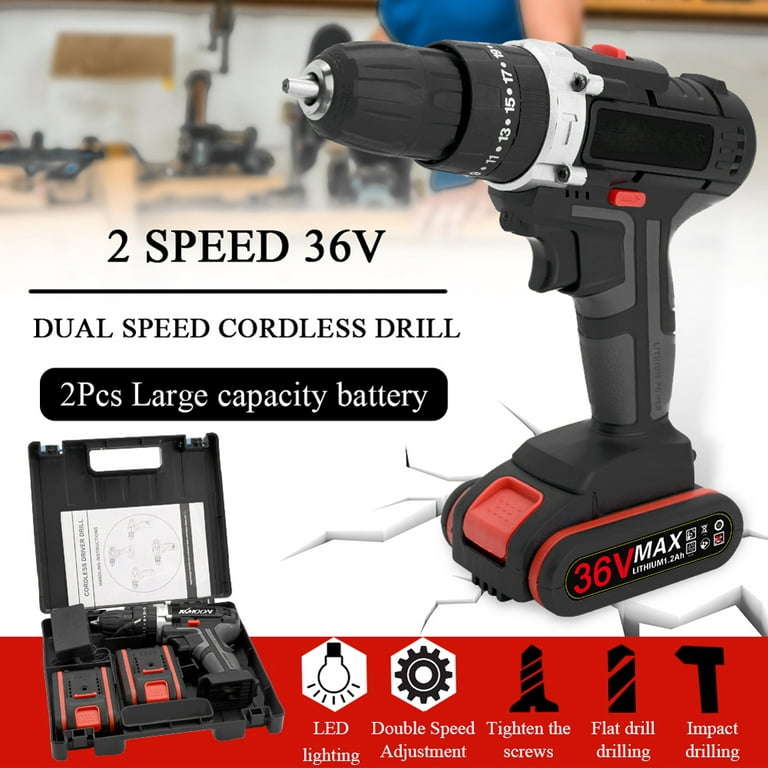 Uteam 36V Multifunctional Impact Electric Cordless Drill High-power Lithium  Battery Wireless Rechar