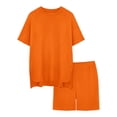 thumbnail image 4 of YunPes Toddler Baby Girls Summer Outfits Solid Oversized Side Split Short Sleeve Crewneck T-Shirt and Biker Shorts 2 Piece Set, 4 of 6