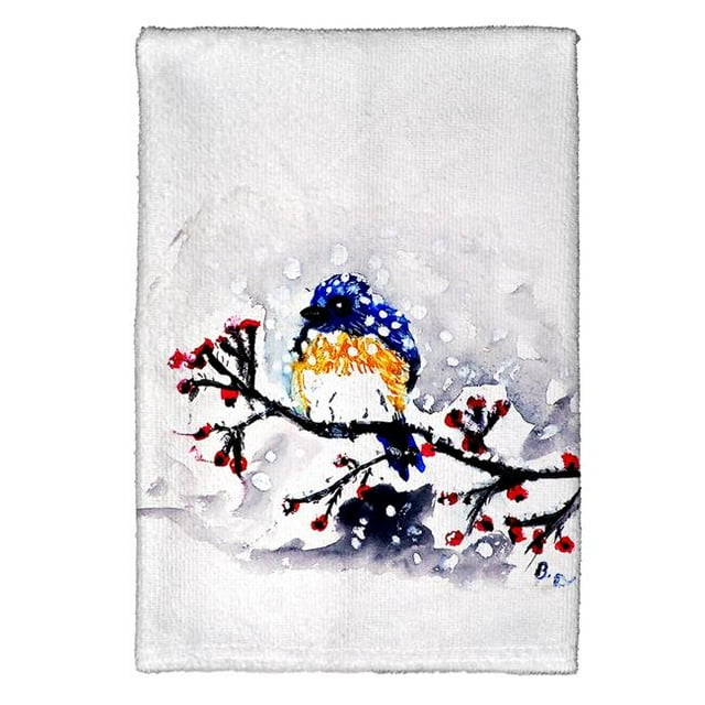 Betsy Drake KT515 Serviette de Cuisine Oiseau Bleu et Neige