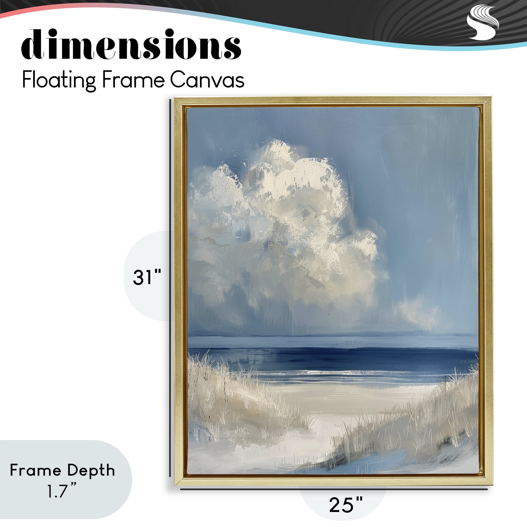 Stupell Industries Dark Waters Ahead Gold Framed Floater Canvas Wall Art, design by Petal Prints Design