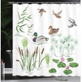 thumbnail image 4 of Ambesonne Duck Shower Curtain, Lake Animals Plants, 69"Wx84"L, White Green, 4 of 5