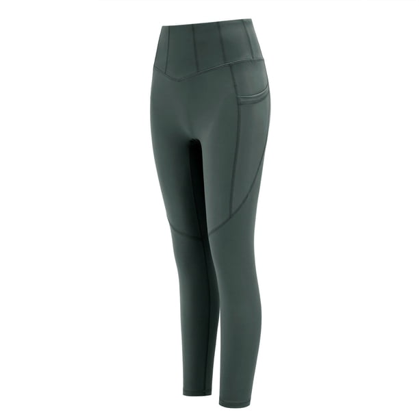 MKLEKYY Pantalones deportivos para mujer, pantalones de yoga sólidos para mujer, ajustados, de cintura alta, color melocotón, pantalones de levantamiento y fitness