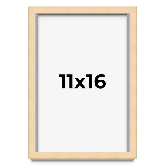 11x16 Frame Natural Wood Picture Frame | 0.75 Inch Moulding Width | with UV Acrylic Plexiglass,