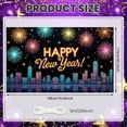 thumbnail image 2 of Colorful Fireworks Happy New Year Banner City Night View New Year Display Neon Lights Gold Lettering Holiday Backdrop for New Year Party Holiday Celebration Indoor Decoration, 2 of 9