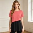 thumbnail image 4 of Ohufall Women's Maternity T Shirts Breastfeeding Breathable Short Sleeve T-shirts Comfortable Color Block Nursing Tops, 4 of 8