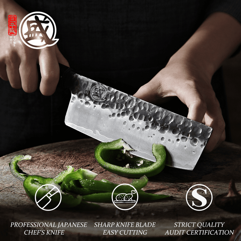 MITSUMOTO SAKARI 7 inch Japanese Nakiri Chef Knife, High Carbon Stainless  Steel Vegetable Kitchen Knife 
