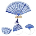thumbnail image 3 of Unique Bargains Lace Trim Orchid with Tassel Folding Fan 1 Pc Blue, 3 of 5