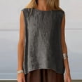 thumbnail image 6 of Craaazy Women's Relaxed Fit Round Neck Tank Top, Solid Color Sleeveless Asymmetric Top, Comfy High Low Hem Casual Vest for Summer Gifts, 6 of 7