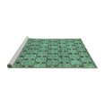 thumbnail image 2 of Ahgly Company Machine Washable Indoor Round Abstract Turquoise Blue Modern Area Rugs, 5' Round, 2 of 4