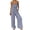 Gray, variant on Gingham One Piece Jumpsuit for Women Ruffle Square Neck Low-Cut Sleeveless Rompers Baggy Wide Leg Lounge Beach Overalls Blue L