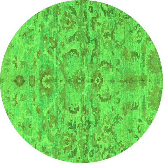 Ahgly Company Indoor Round Abstract Green Modern Area Rugs, 5' Round