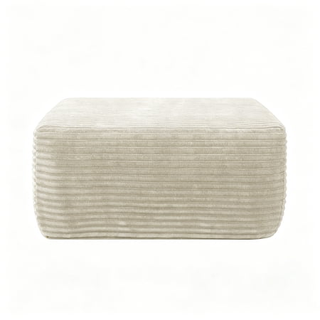 LIANGKA Beige Modern Casual Plush Ottoman Stylish Multipurpose Bench Furniture for Living Room Indoor Home Decor Beige